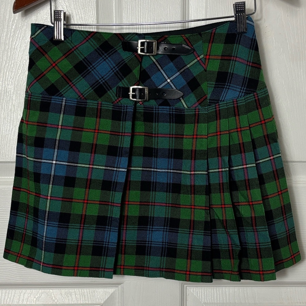 Mini plaid Scottish tartan wool blend kilt skirt size 32 private school girl